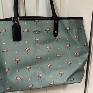 Coach Medium Size Shoulder Bag. Flamingo Design with Small Wallet.